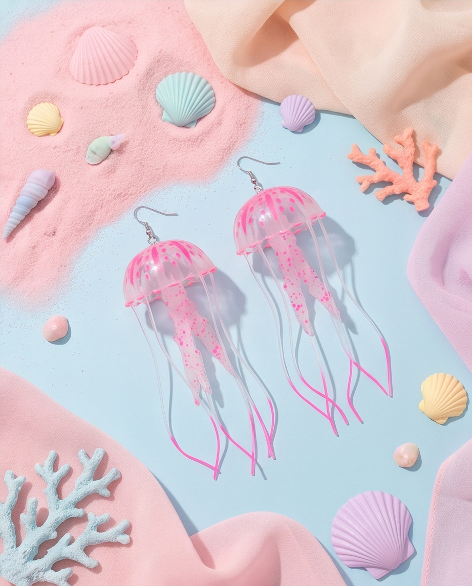 Large Rubber Jelly Fish Earrings