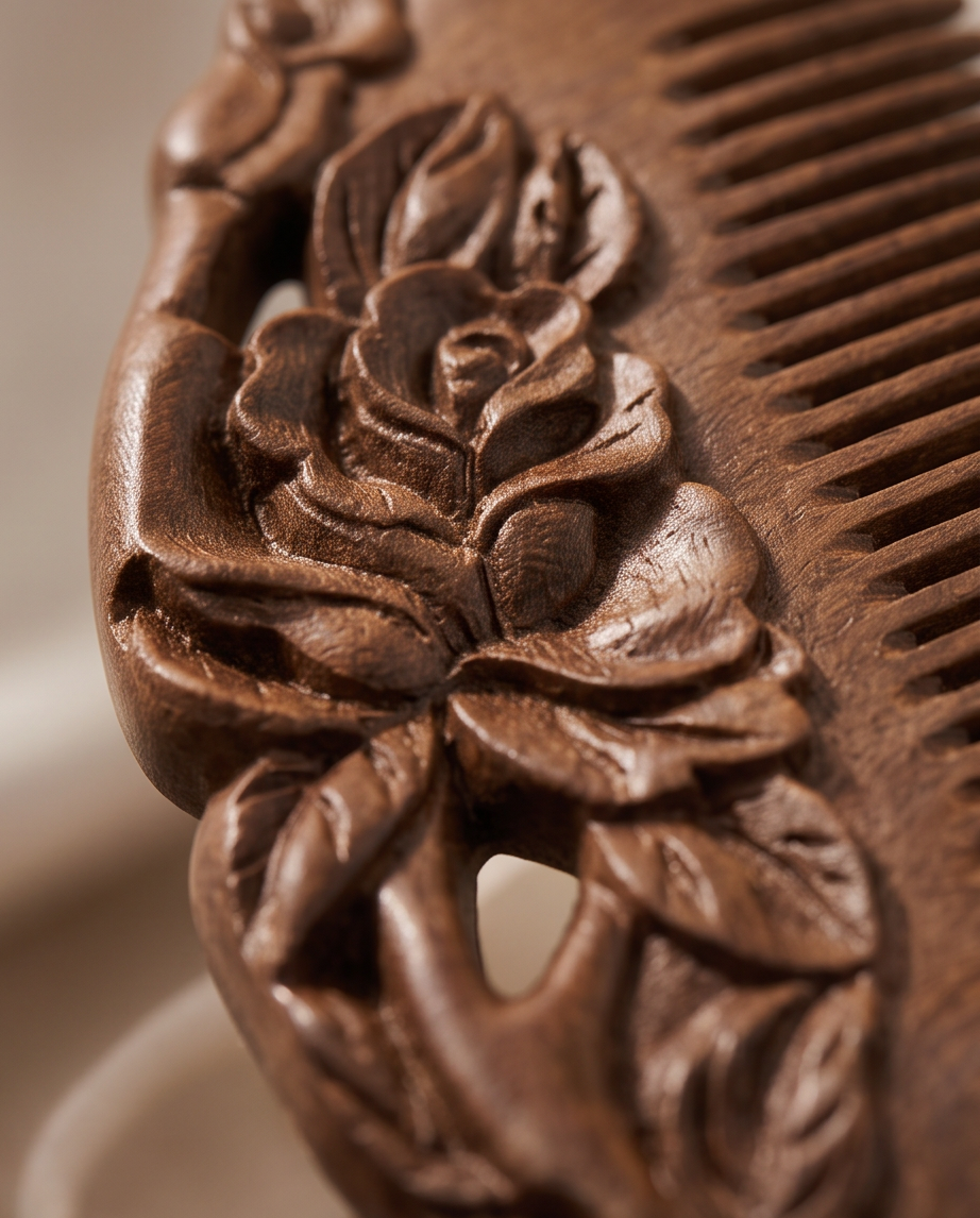 Sandalwood Vase and flower comb