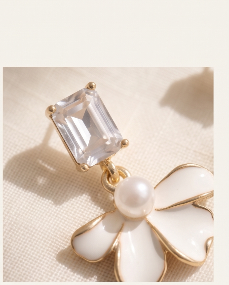 Flower drop and crystal Earrings