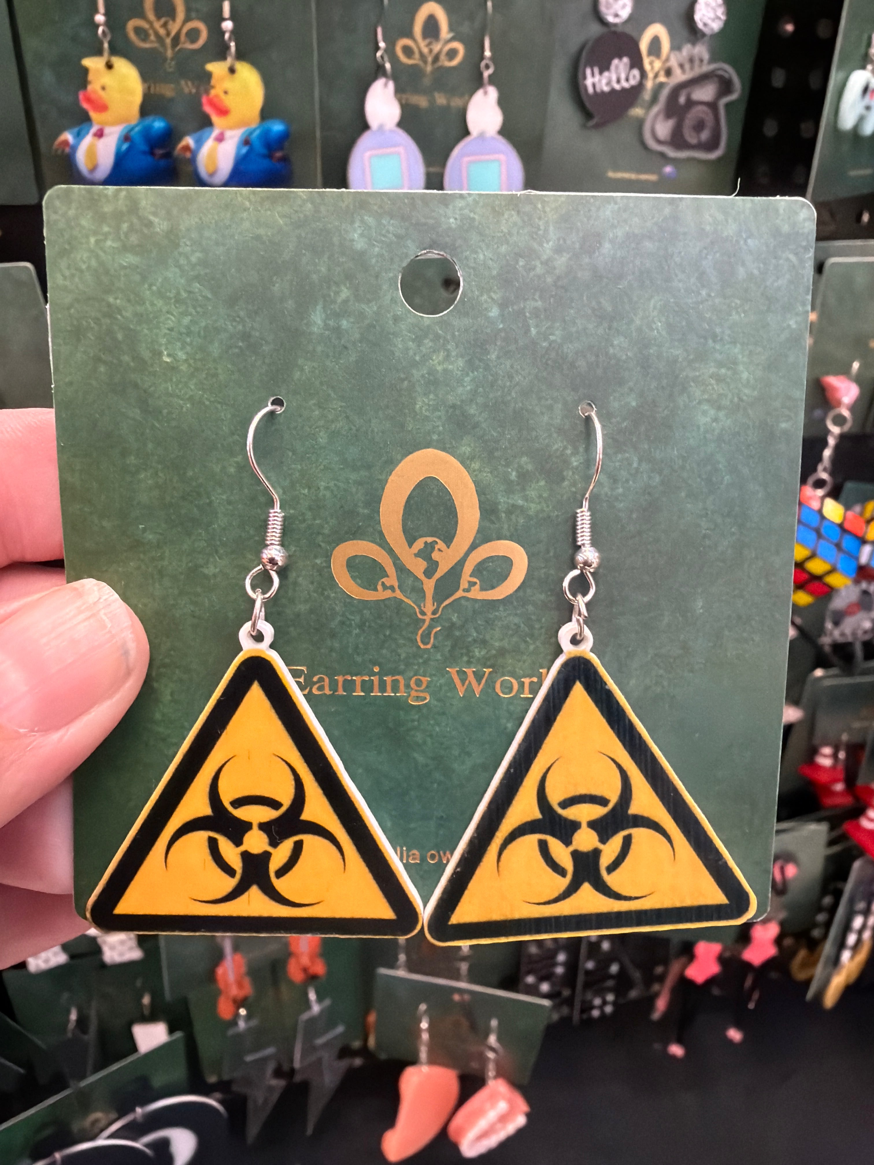 Stainless Steel Biohazard Warning Sign Earrings Australia
