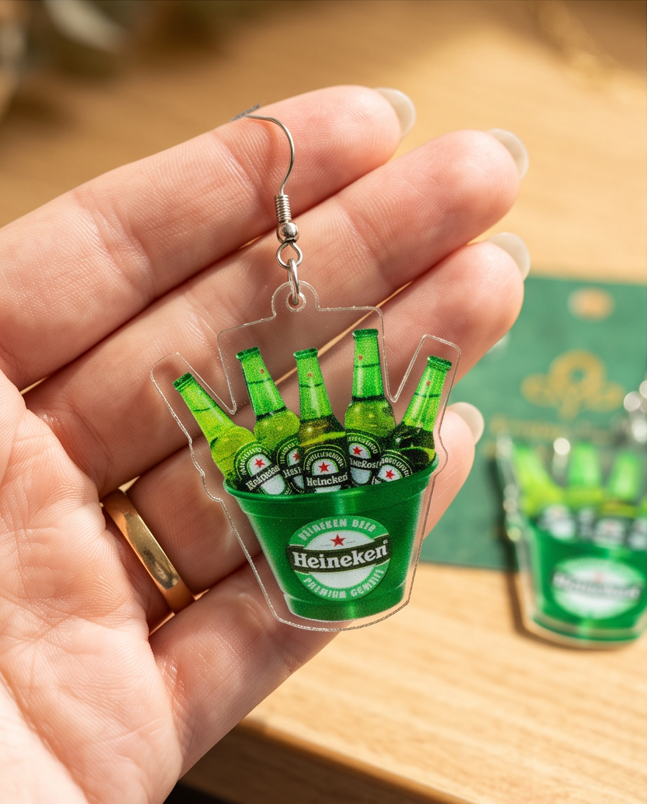 Heineken Beer Earrings
