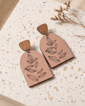 Wooden leaf drop Earrings