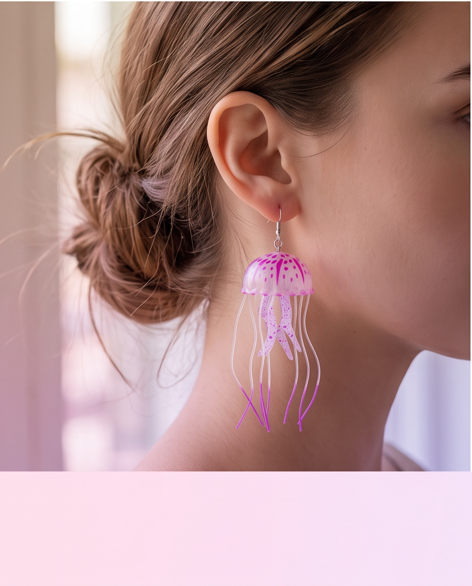 Large Rubber Jelly Fish Earrings