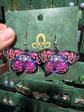 Stainless Steel Red and Purple Butterflies Earrings Australia