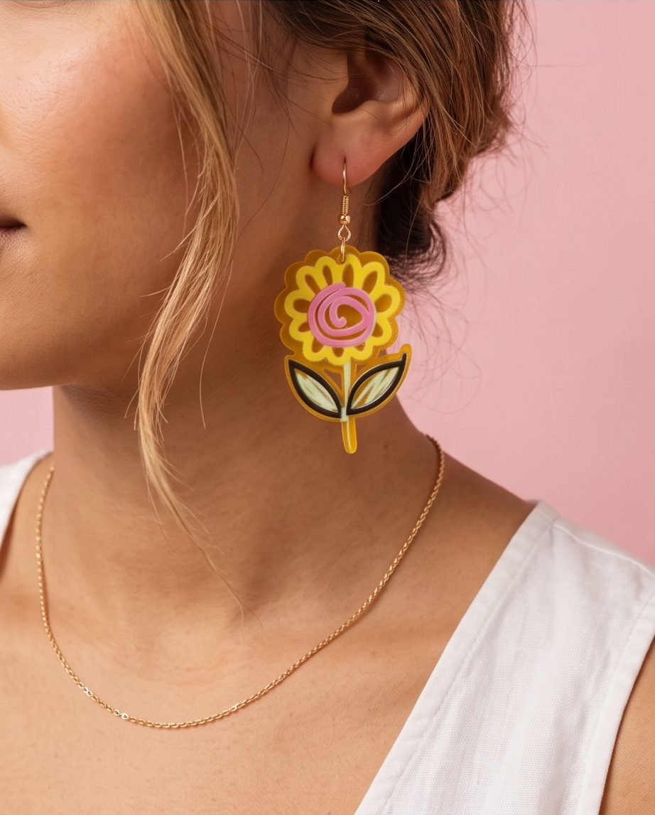 Yellow Flower Earrings