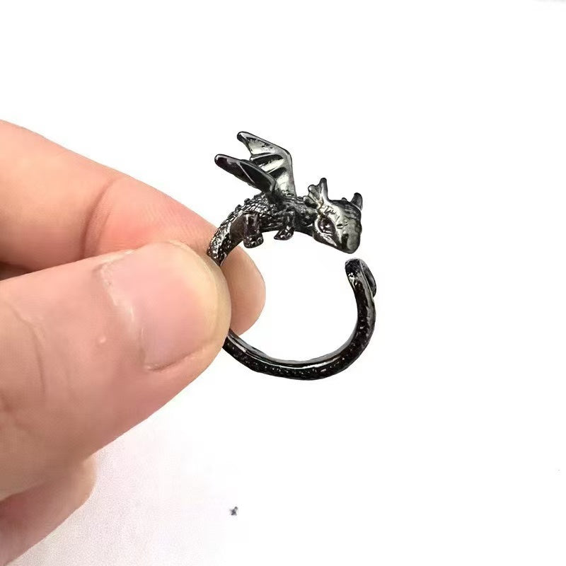 Stainless Steel Dragon Wrap Adjustable Ring | Gothic Fantasy Jewelry Australia