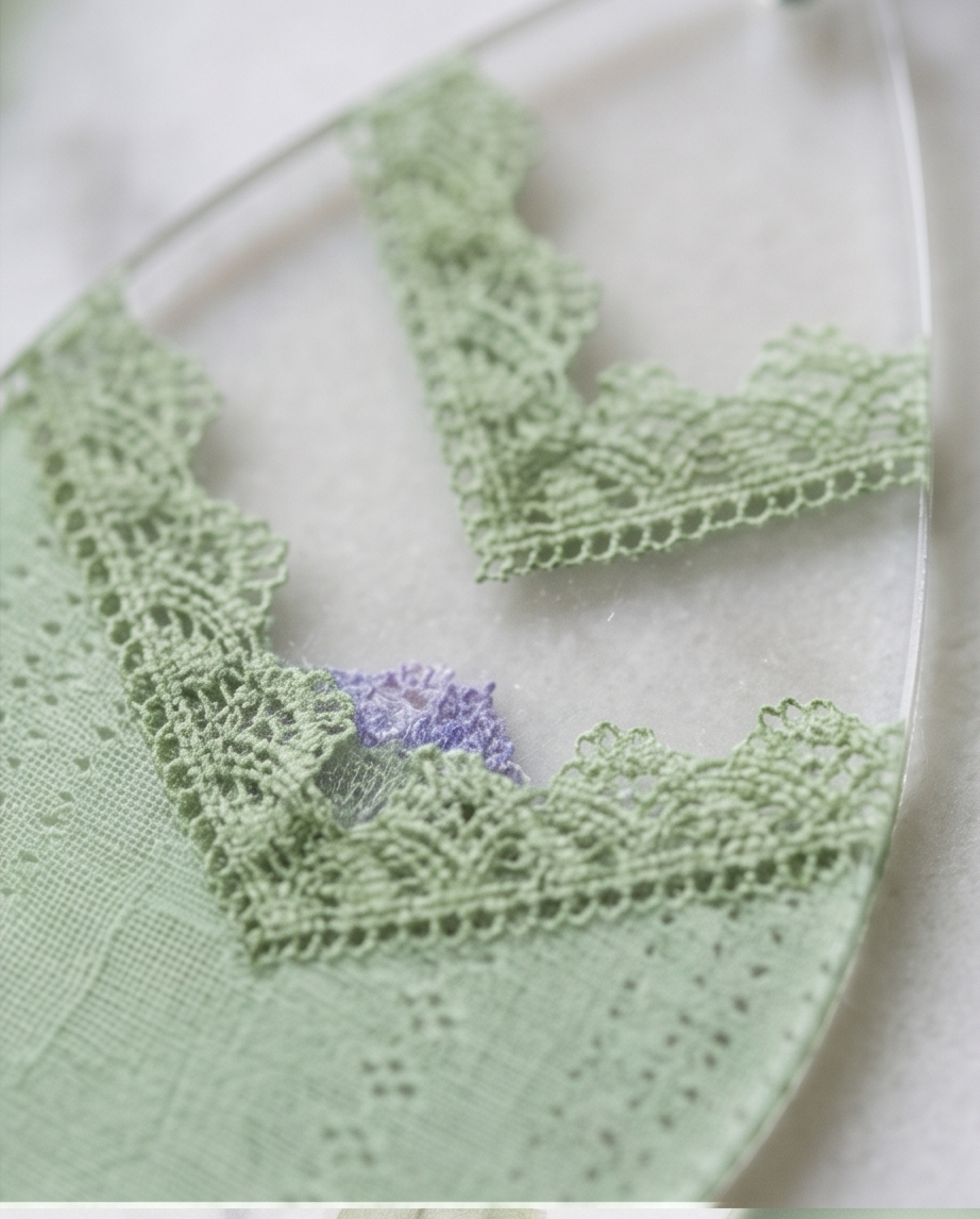 Green lace drop Earrings