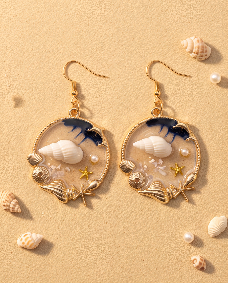 Blue sea shell Earrings