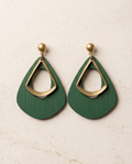 Green layered drop Earrings