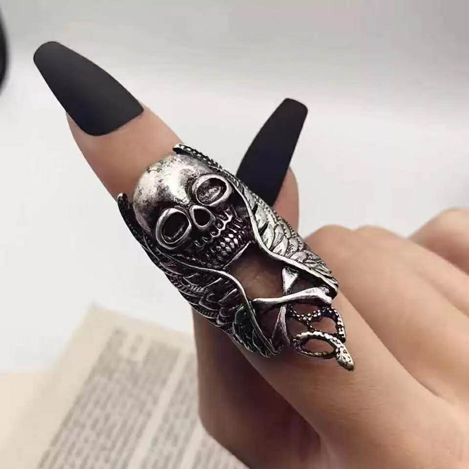 Long Skull Adjustable Ring – Stainless Steel Statement Ring