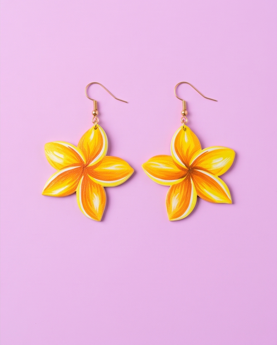 Yellow Frangipani flower Earrings