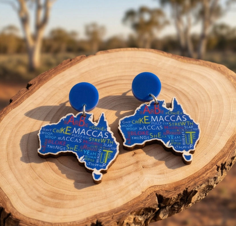 Hypoallergenic Stainless Steel Acrylic Australia Word Earrings Australia