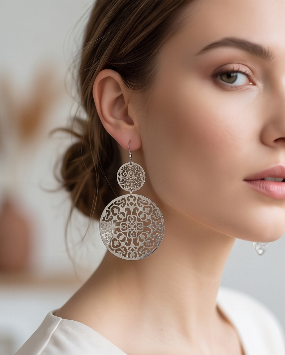 Large metal lattice Earrings
