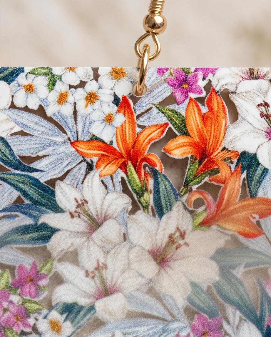 Flower tile Earrings