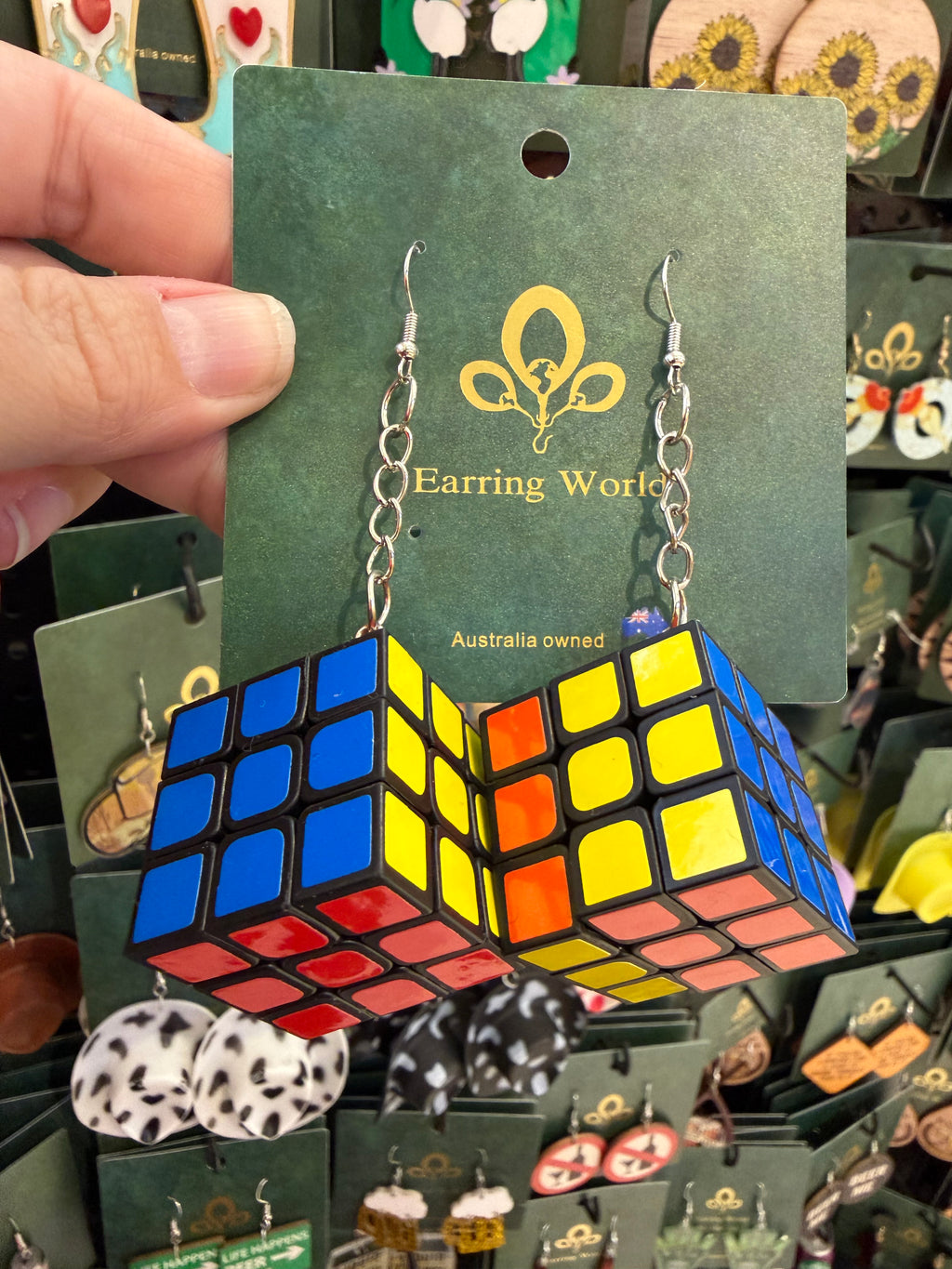 Stainless Steel Rubix Cube Earrings Australia