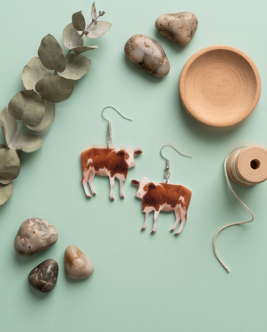 Small Whole Cow Earrings