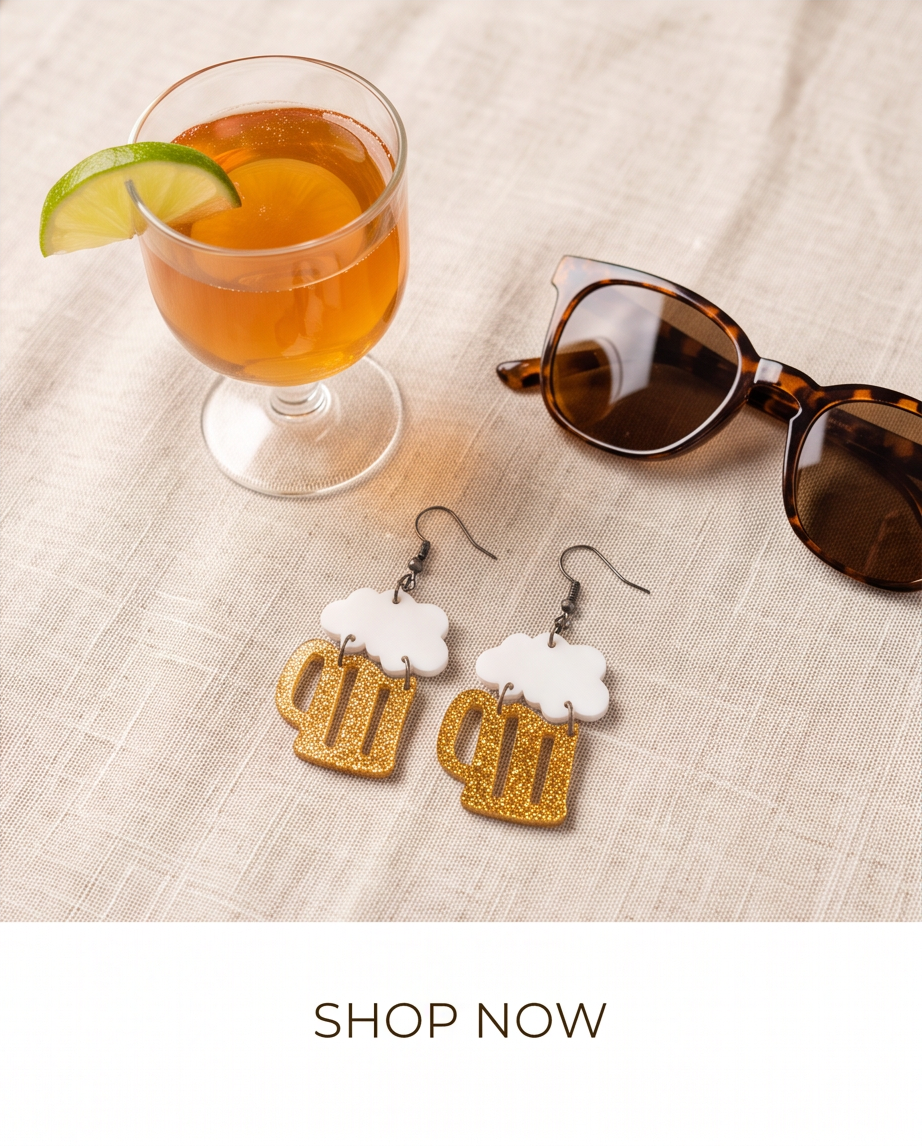 Hypoallergenic Stainless Steel 2D Beer Mug Earrings Australia (Copy)