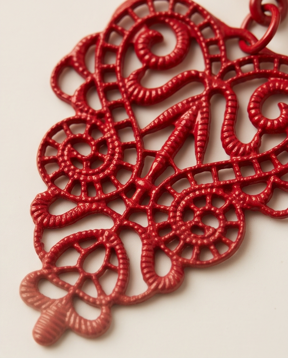 Red Lattice Drop Earrings