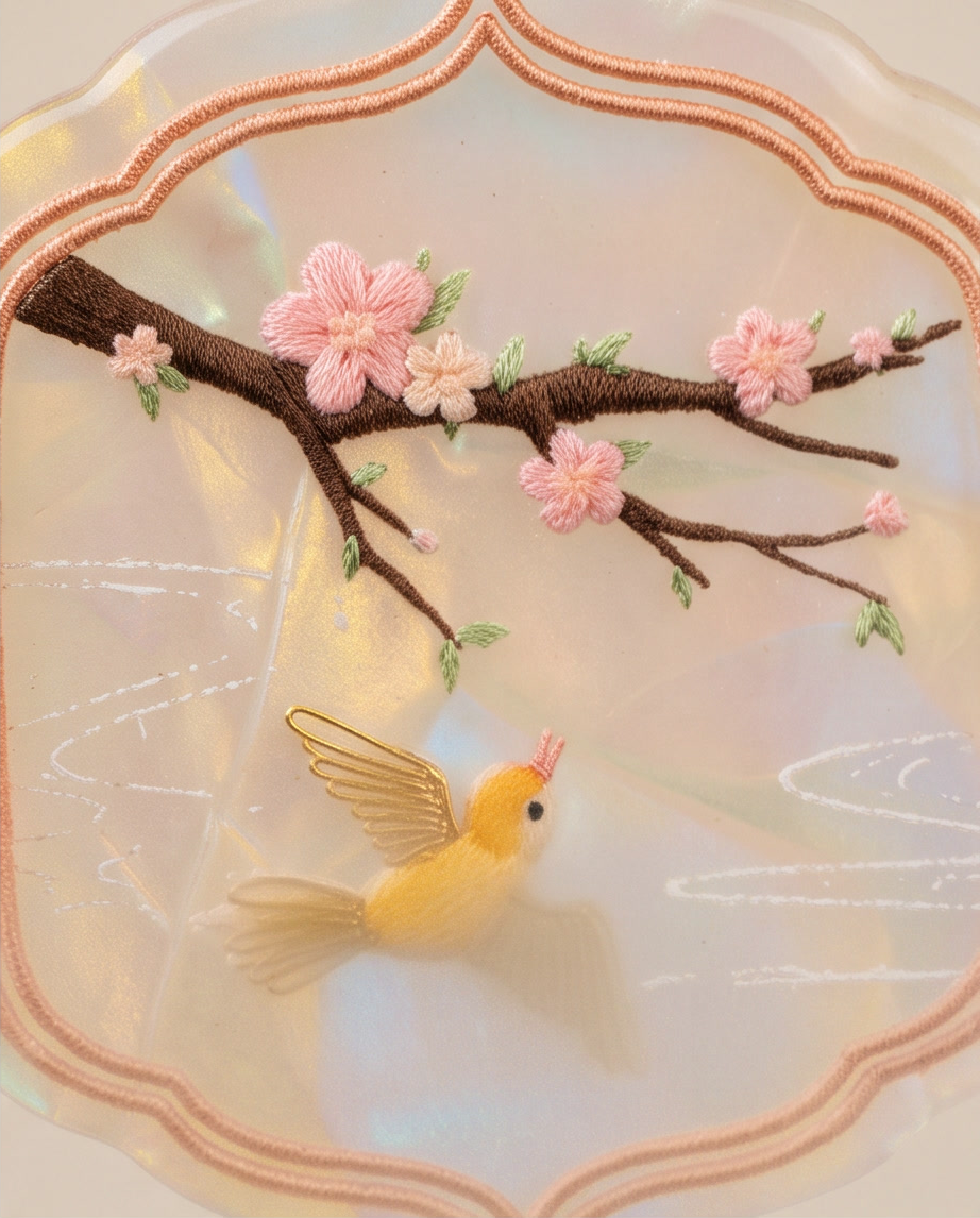 Marble sparrow and blossom Earrings