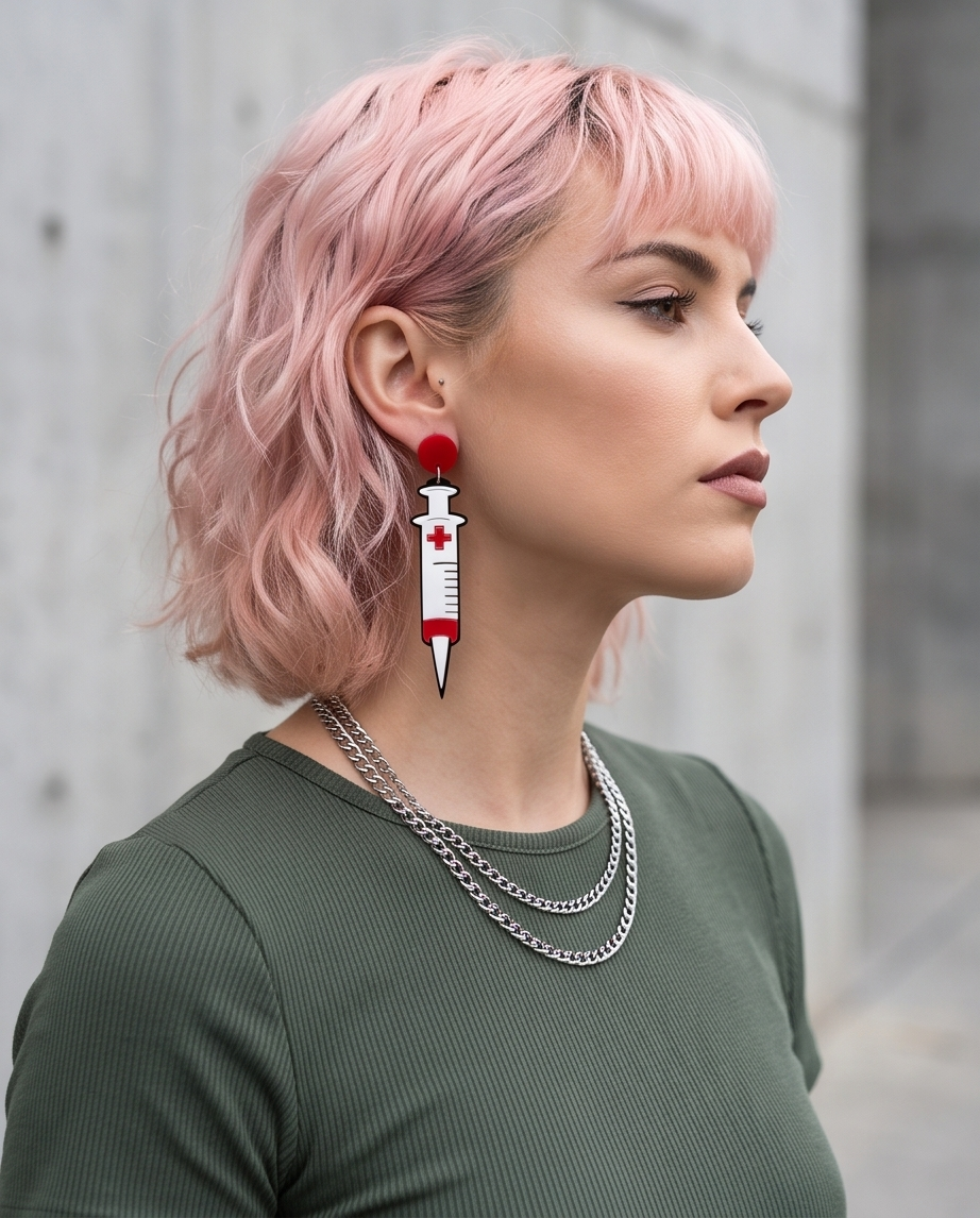 Hypoallergenic stainless steel Big Needle Earrings Australia