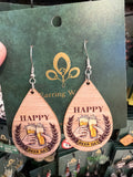 Stainless Steel Wooden Happy Beer day Earrings Australia