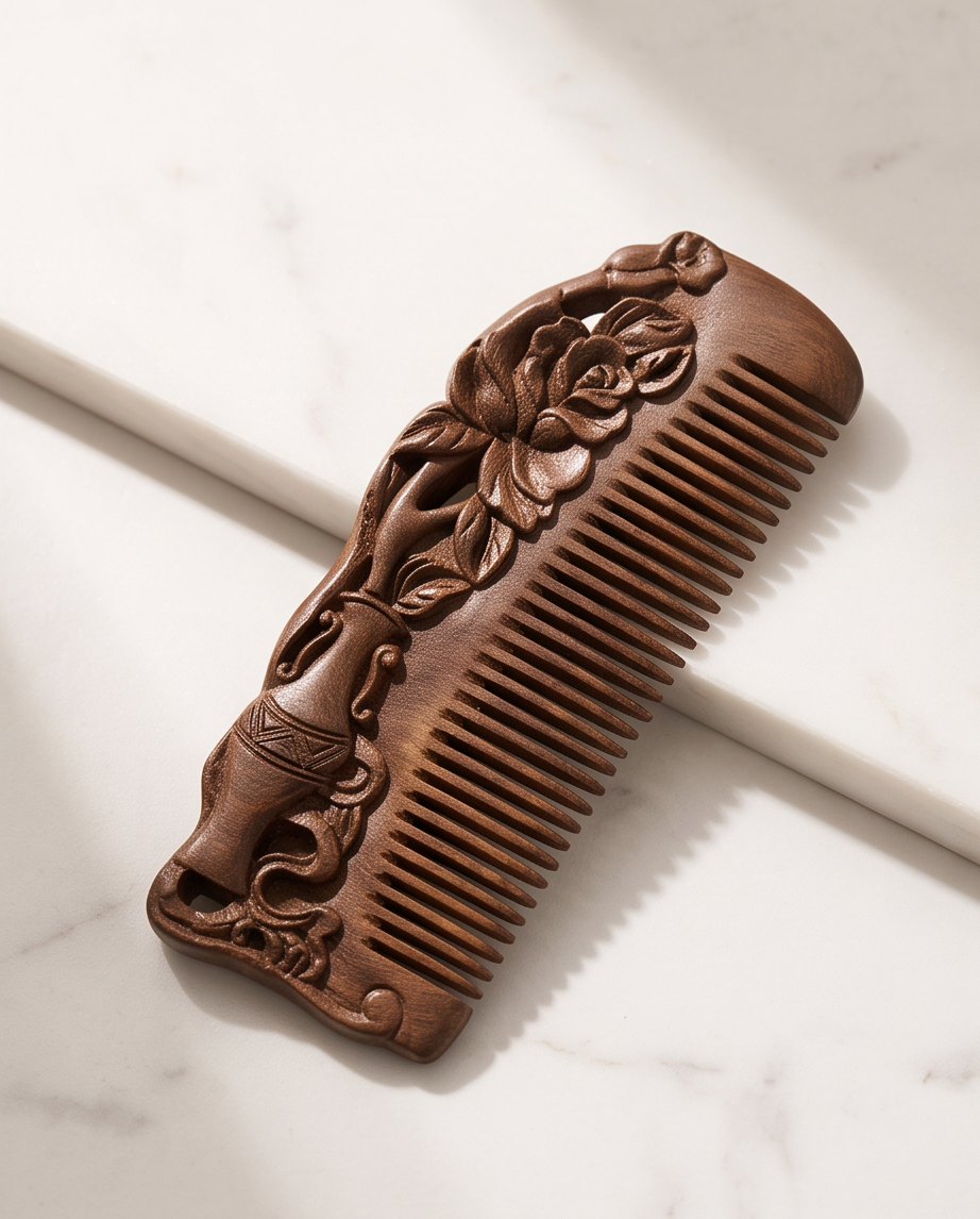 Sandalwood Vase and flower comb