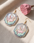 Marble dragonfly and lily Earrings