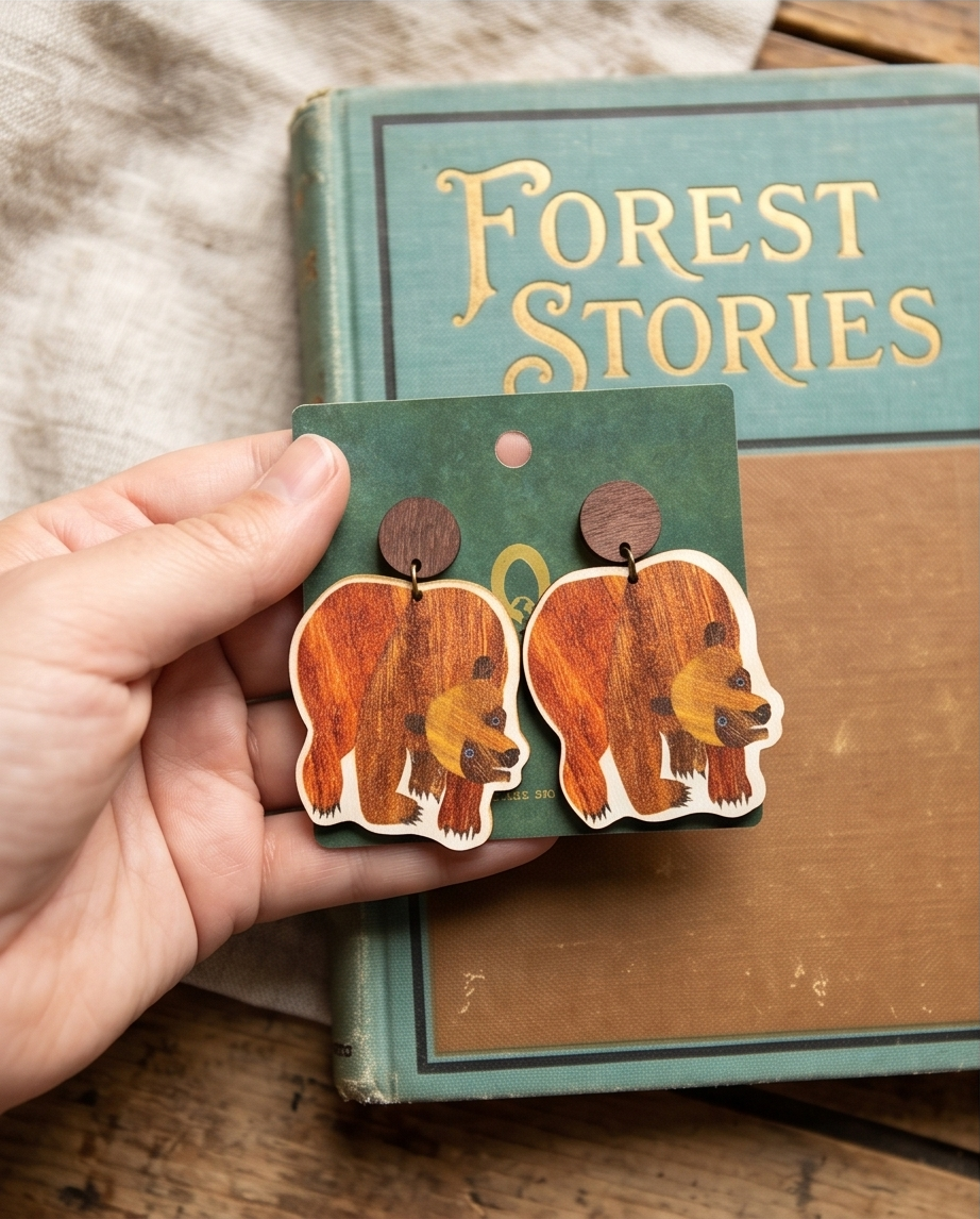Hypoallergenic Stainless Steel Big Brown Bear Earrings Australia