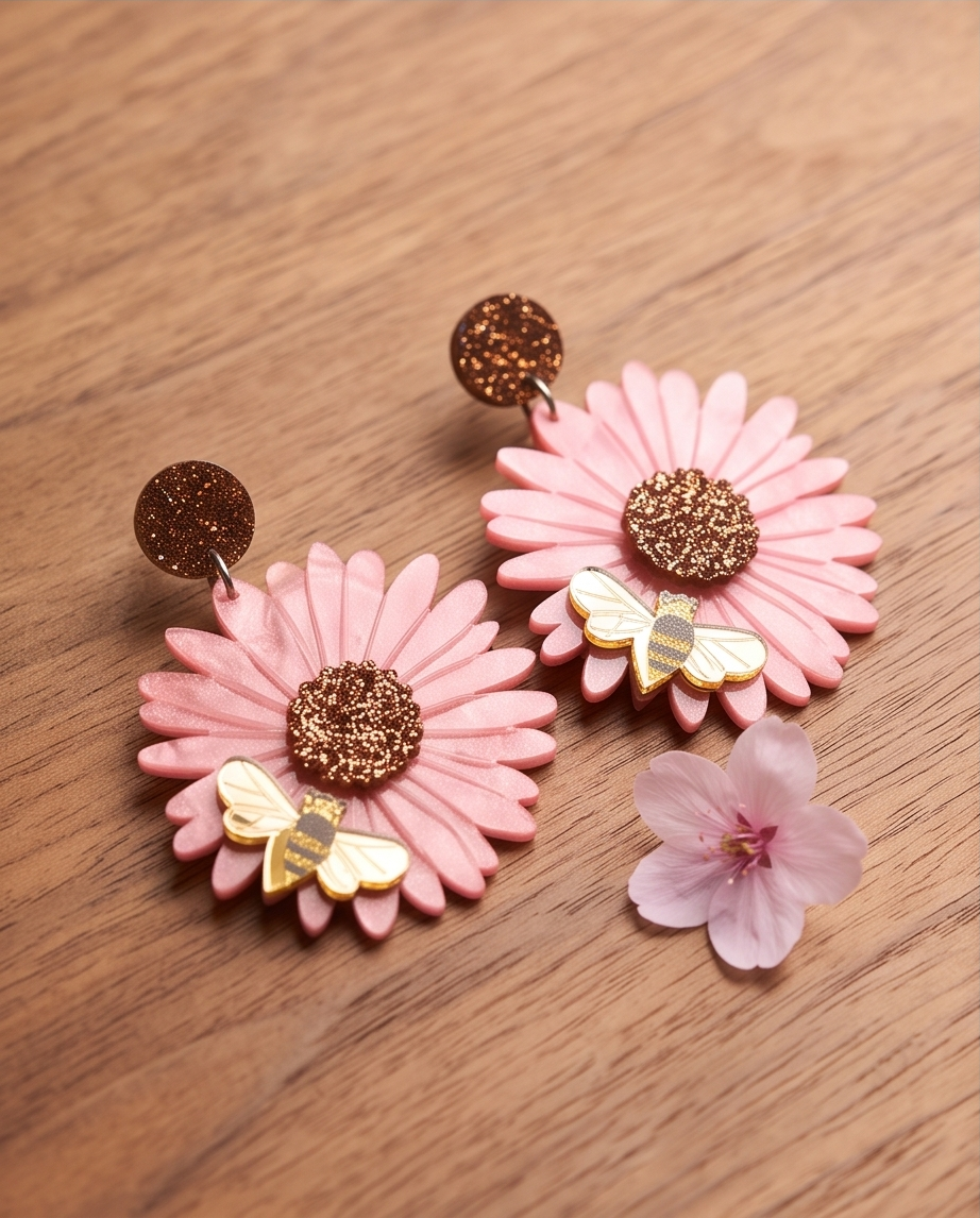 Flower and bee Earrings