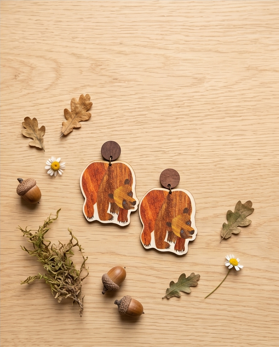 Hypoallergenic Stainless Steel Big Brown Bear Earrings Australia