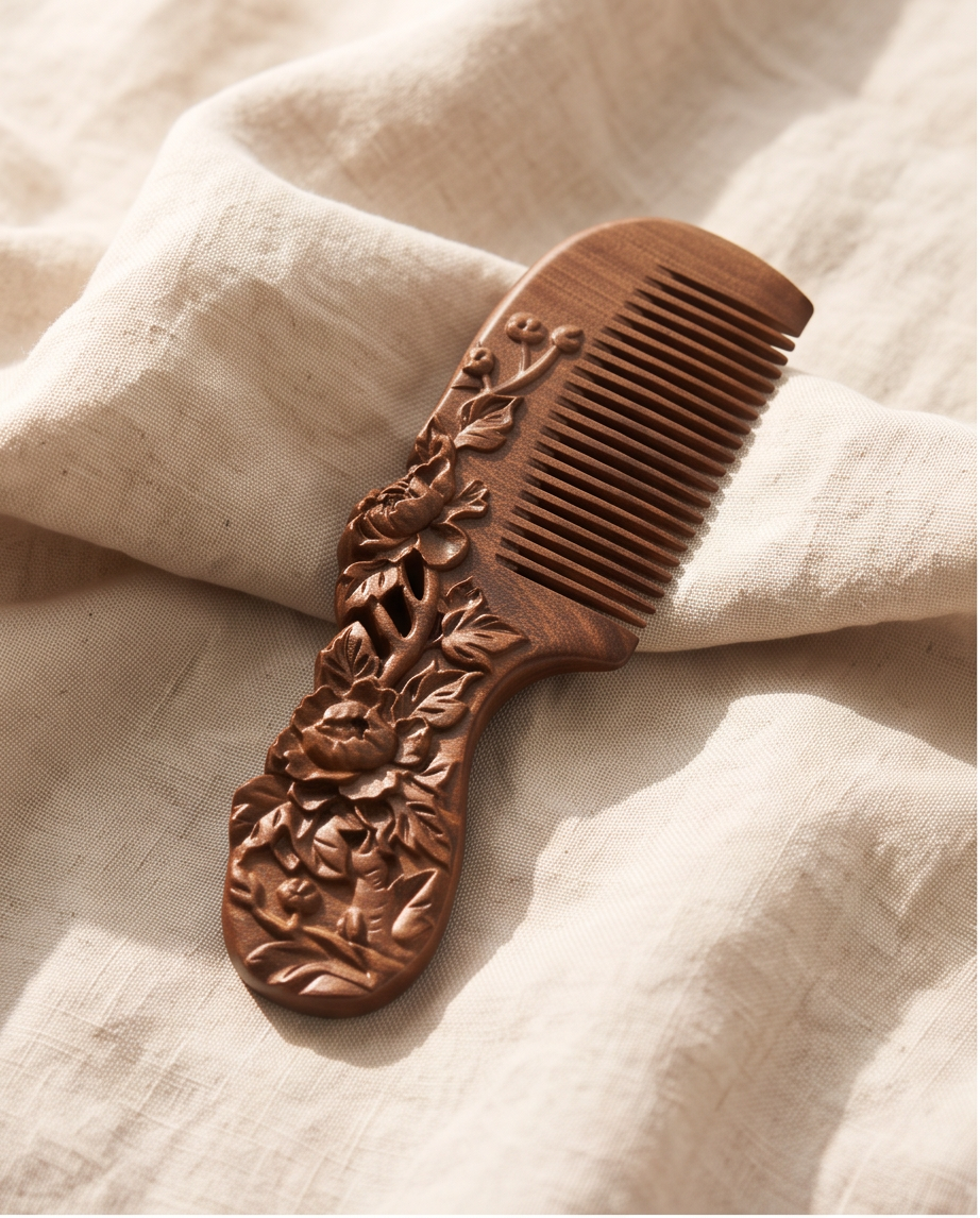 Sandalwood Flower brush comb