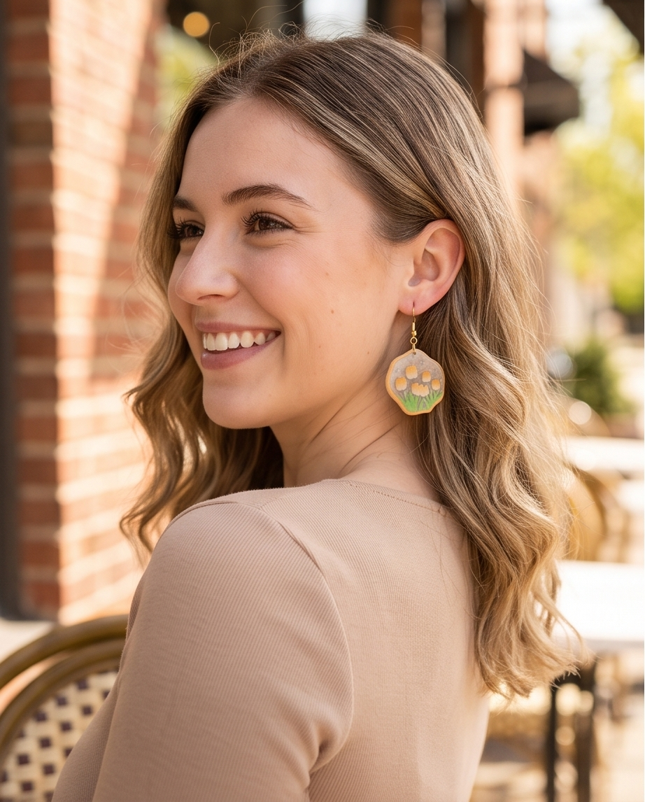 Marble yellow Tulip Earrings