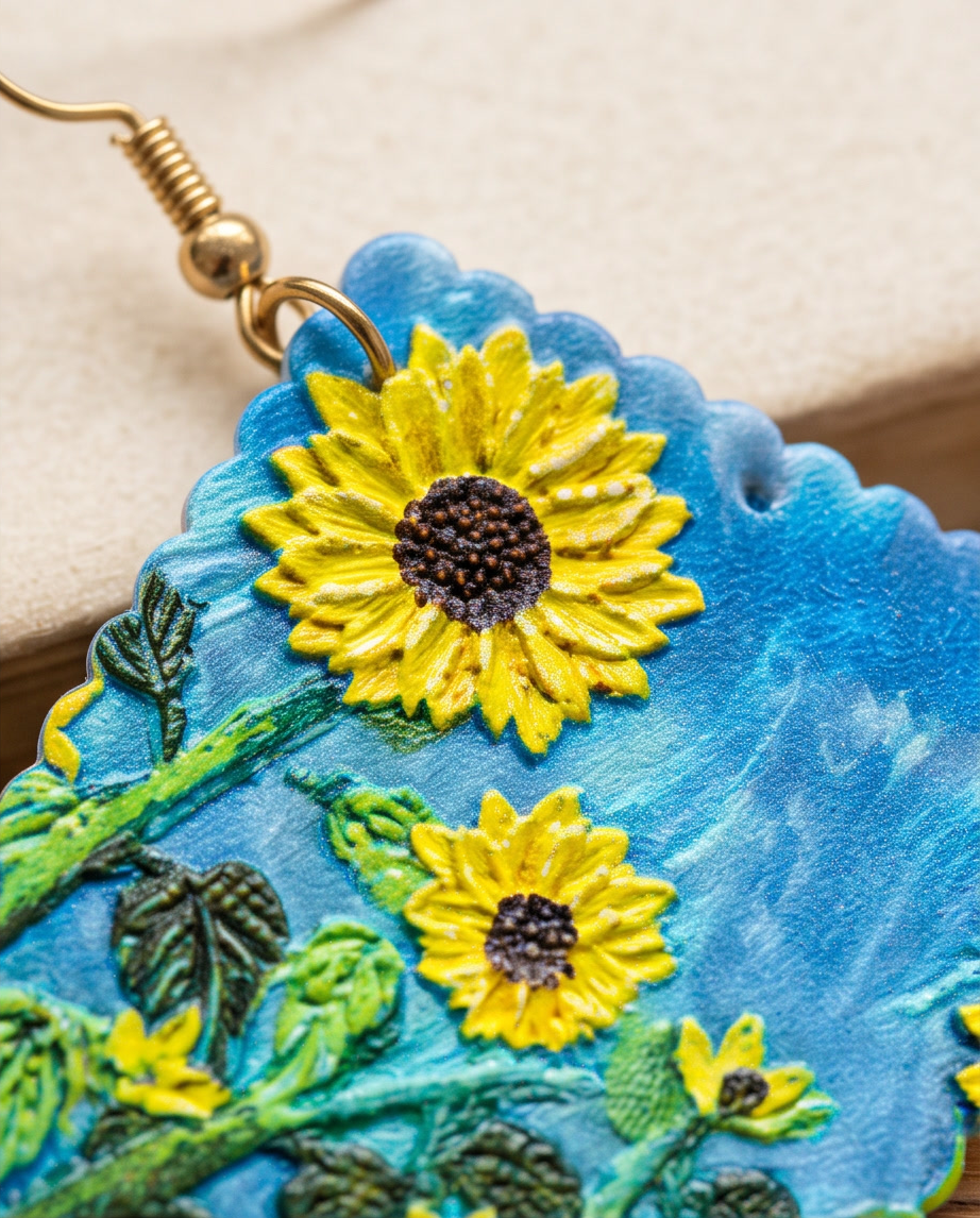 Art Deco sunflower Earrings