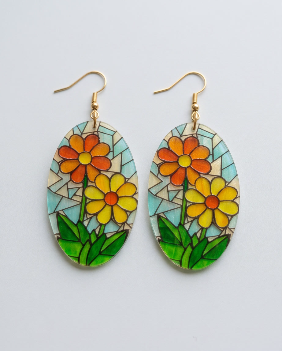 Stain glass flower Earrings