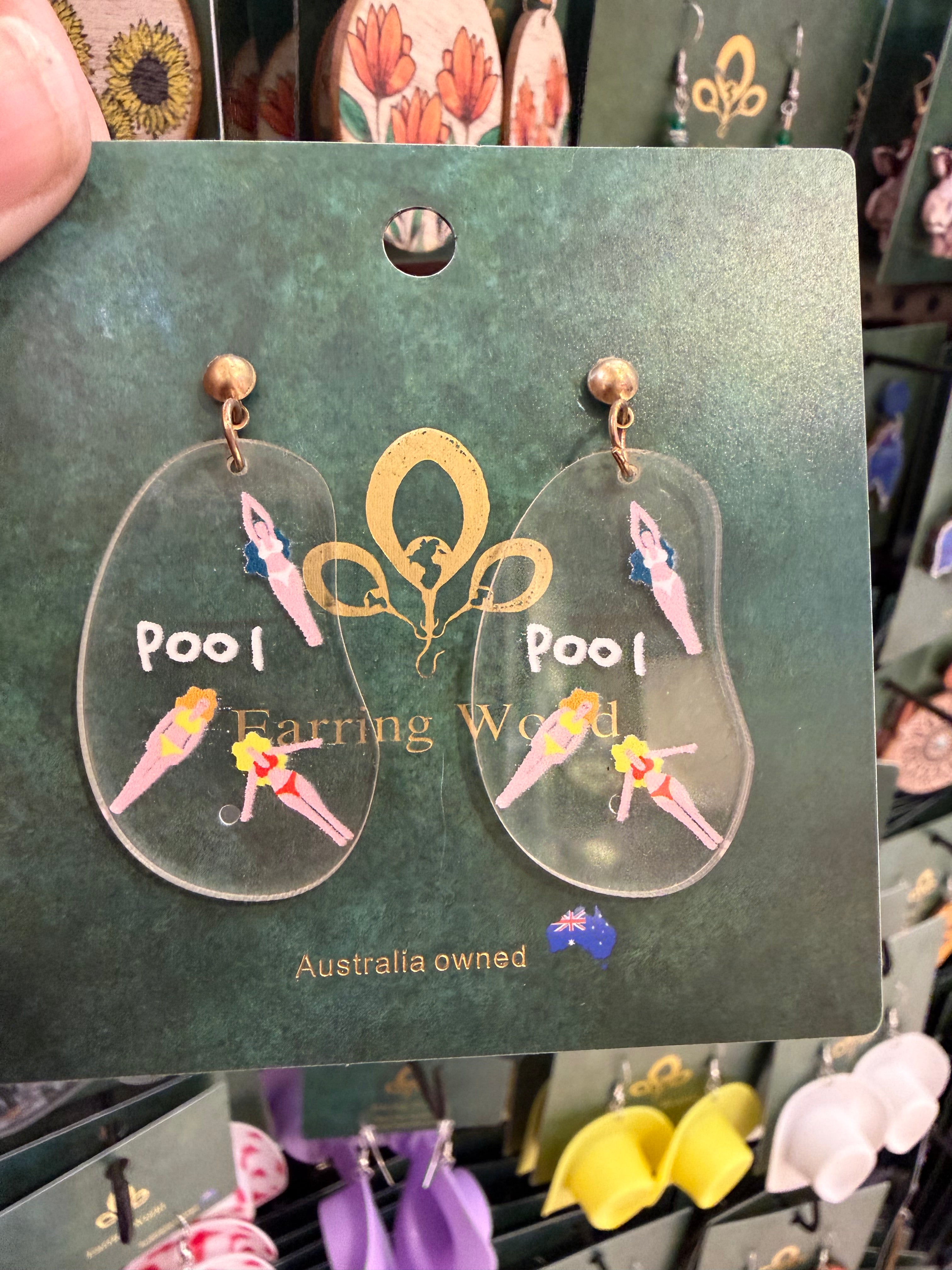 Stainless Steel Acrylic Swimming Pool Earrings Australia