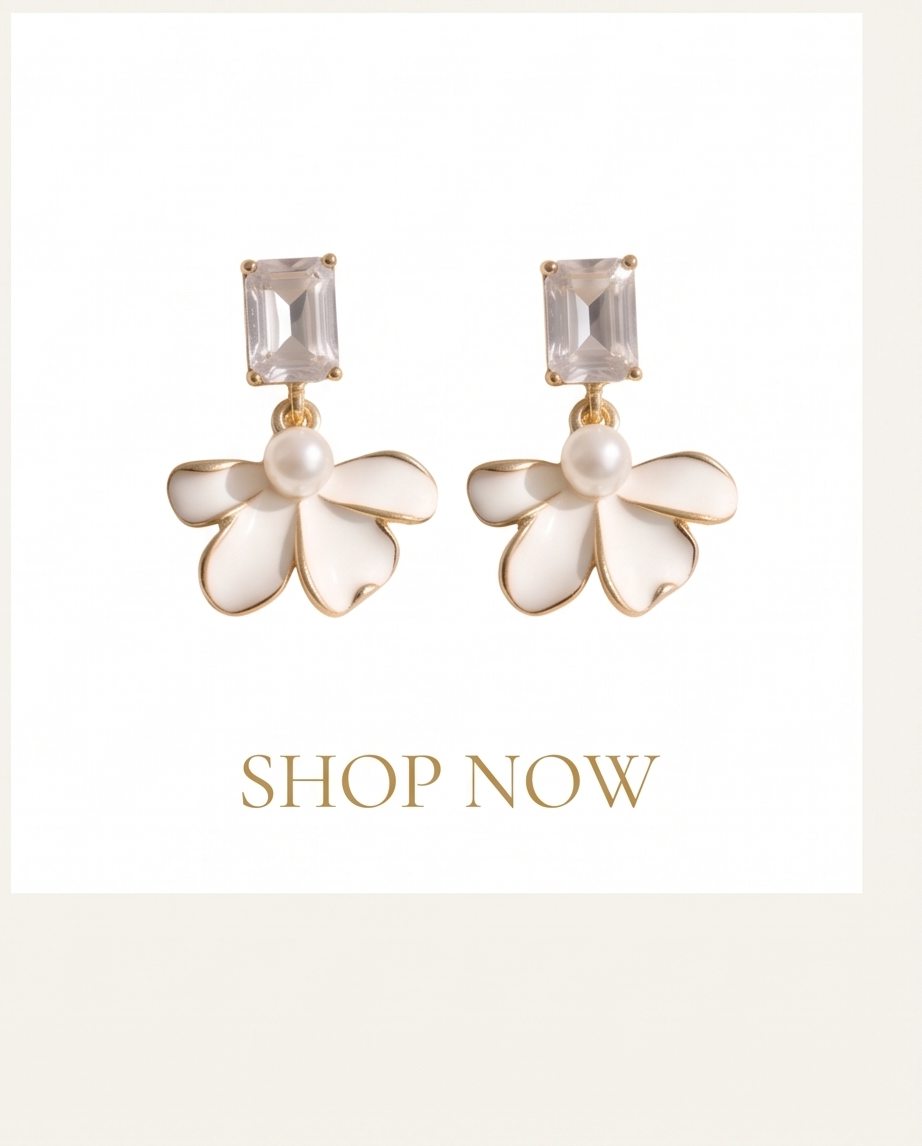 Flower drop and crystal Earrings
