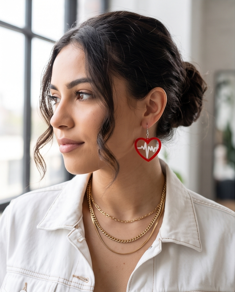 Hypoallergenic Stainless Steel Heart beat Earrings Australia