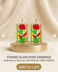Stain glass square rose Earrings