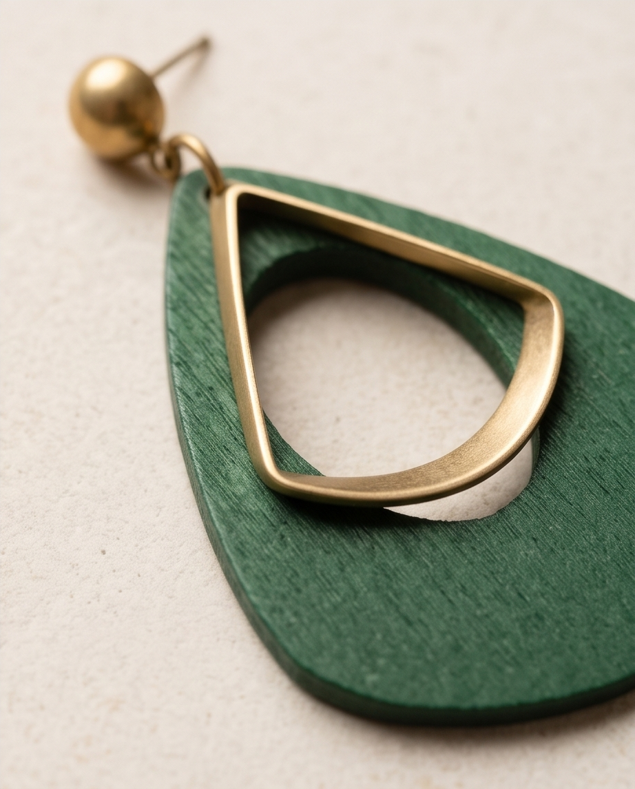 Green layered drop Earrings