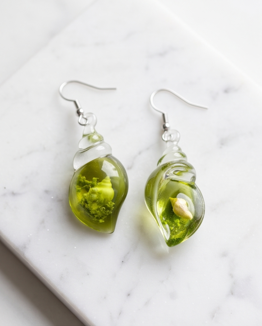 Green sea shell Earrings