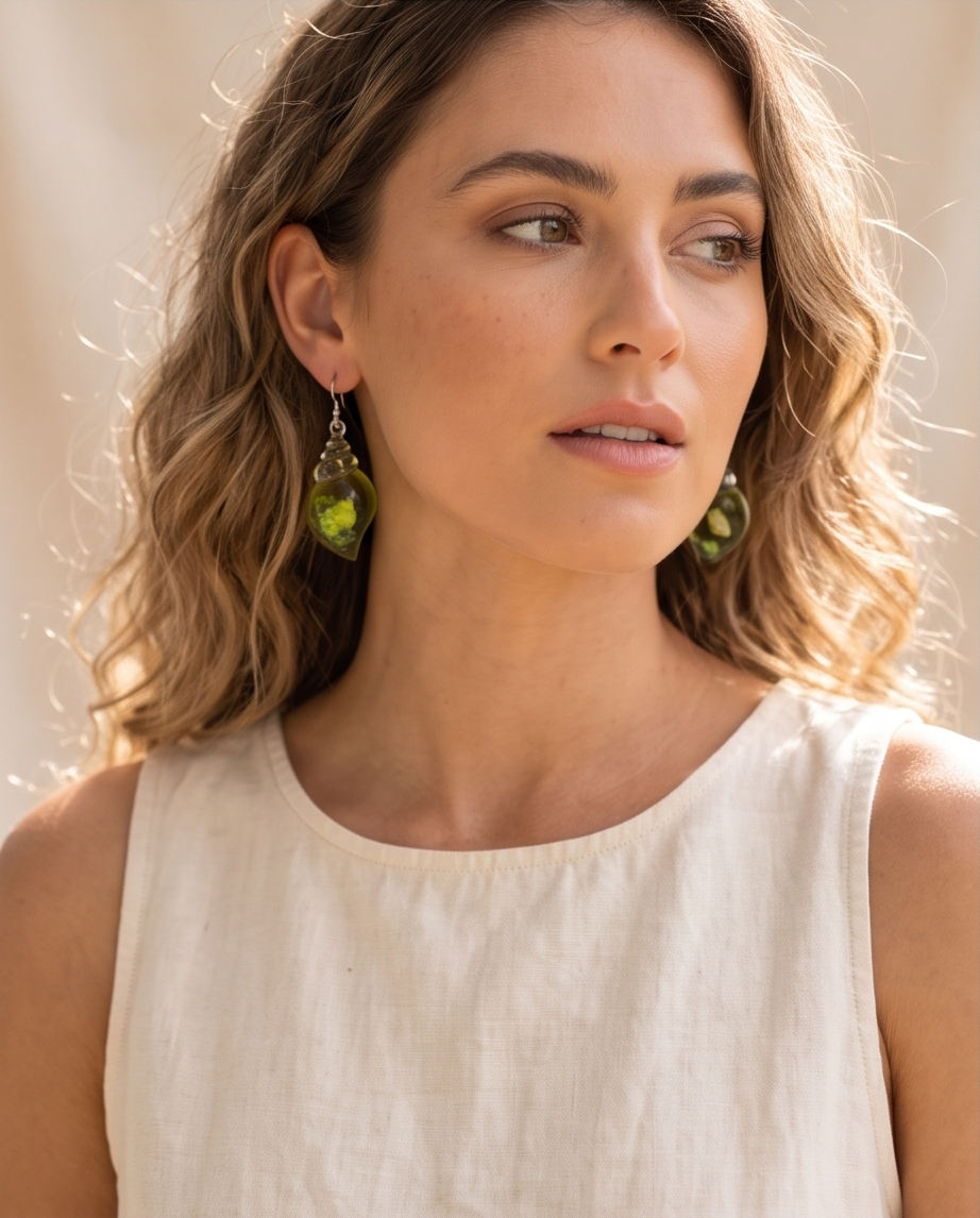 Green sea shell Earrings