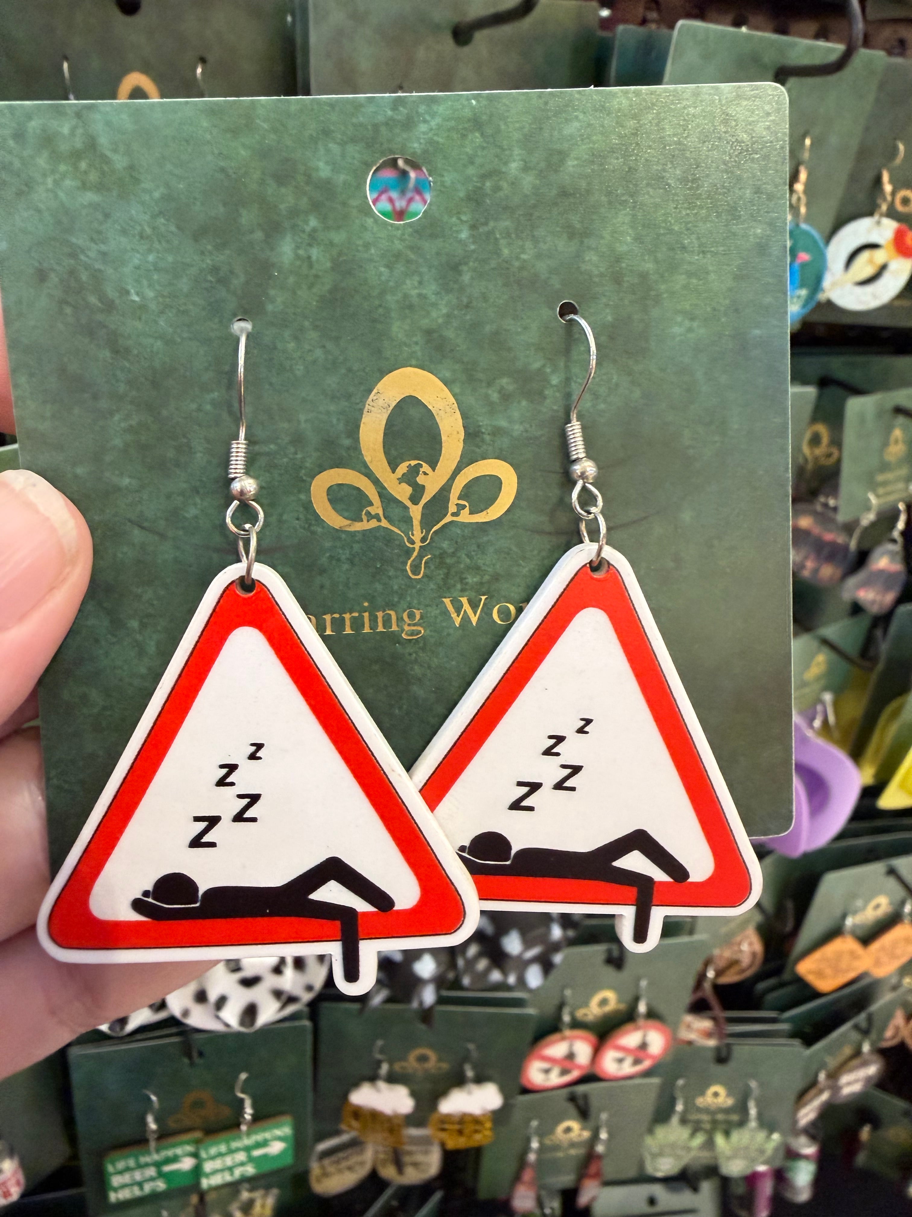 Stainless Steel Sleeping Sign Earrings Australia