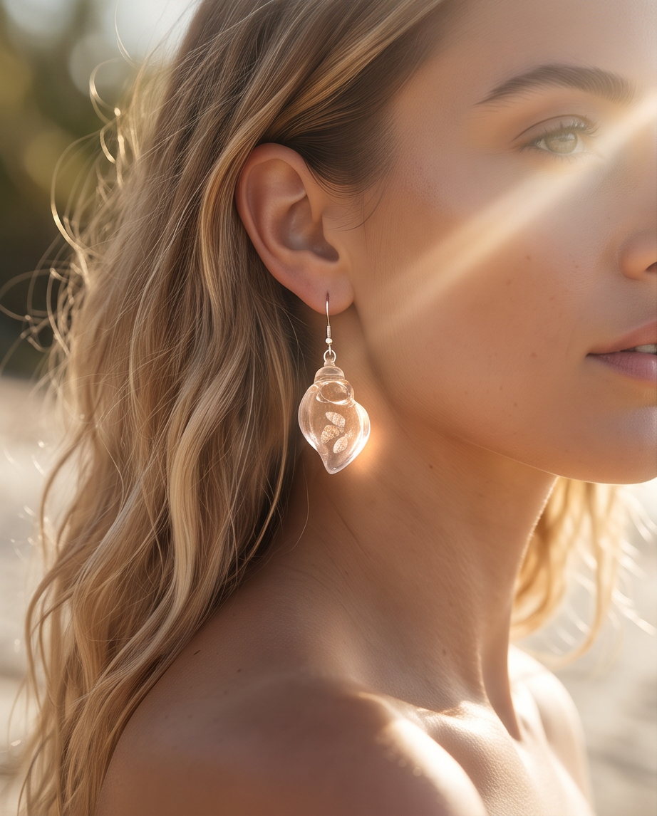 Clear sea shell Earrings