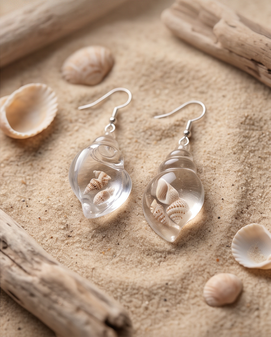 Clear sea shell Earrings