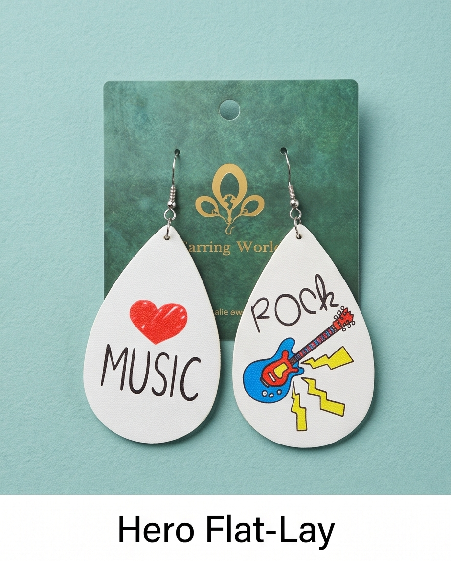 Hypoallergenic Stainless Steel Music Rock Earrings Australia