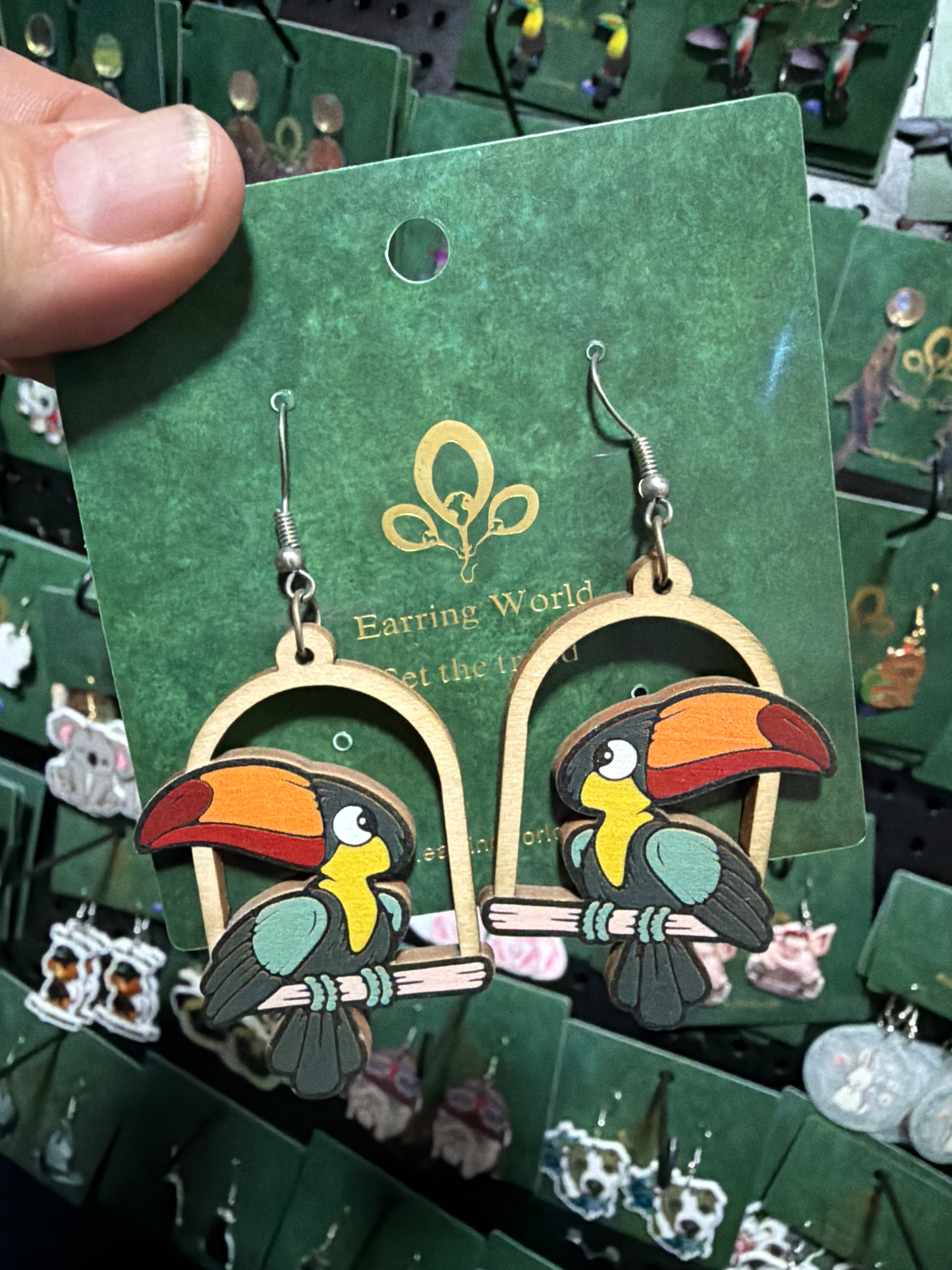 Stainless Steel Toucans in swing Earrings Australia