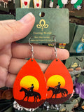 Stainless Steel Wooden Rider in the sunset Earrings Australia