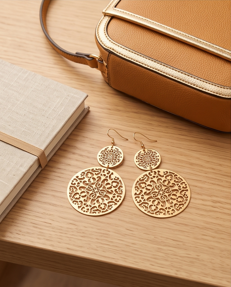 Large metal lattice Earrings