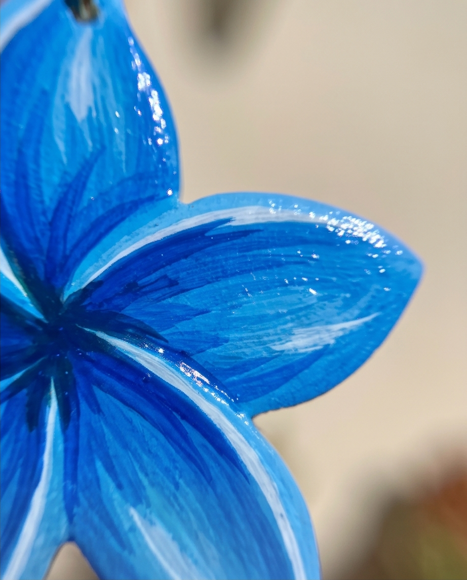 Blue Frangipani flower Earrings