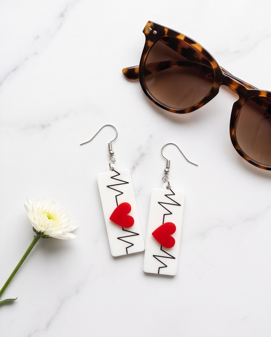 Hypoallergenic Stainless Steel Heart beat Earrings Australia